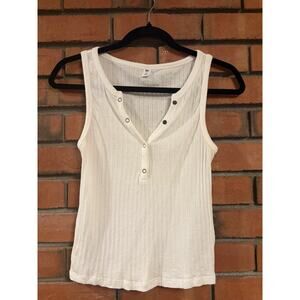 BP Nordstrom Womens M Cream Ribbed Henley Tank Sleeveless Casual